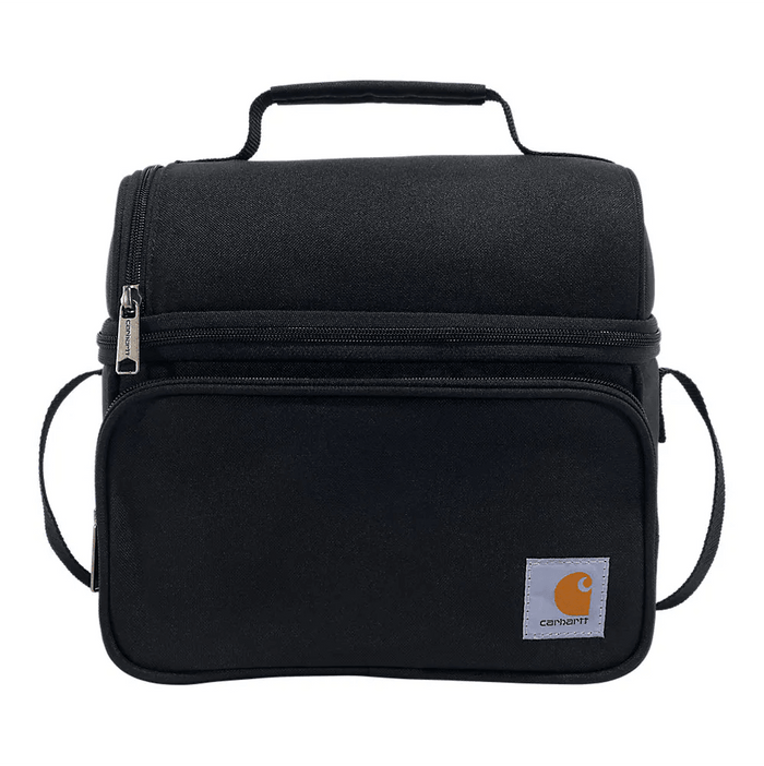 Carhartt insulated 12 can two compartment lunch cooler in black with carry handle