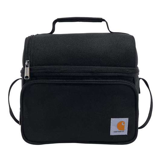 Carhartt insulated 12 can two compartment lunch cooler in black with carry handle