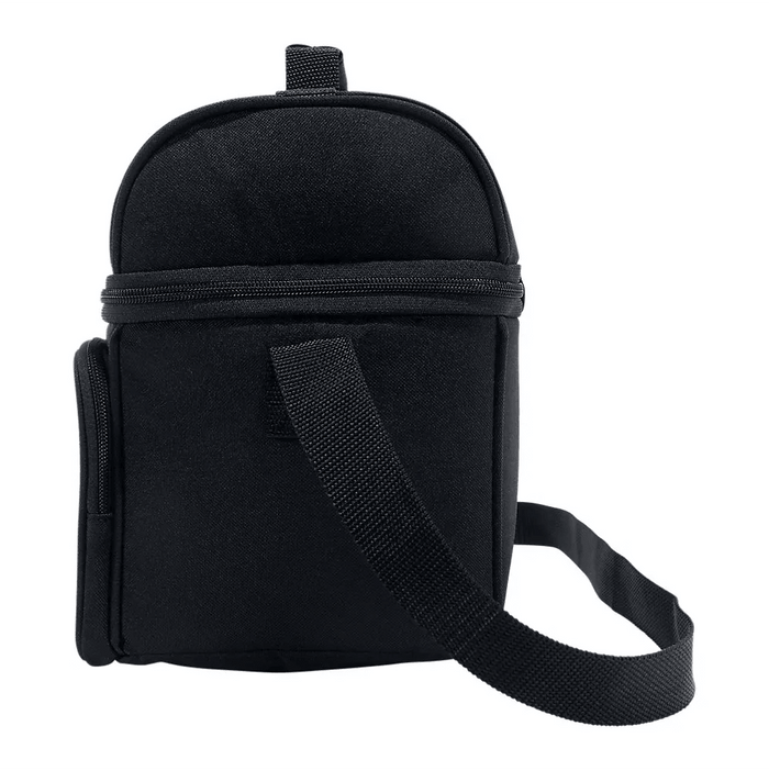 Carhartt black insulated lunch cooler, alternate view of the two compartments
