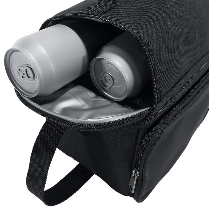 Black Carhartt insulated 12 can lunch cooler, further product view of the shell