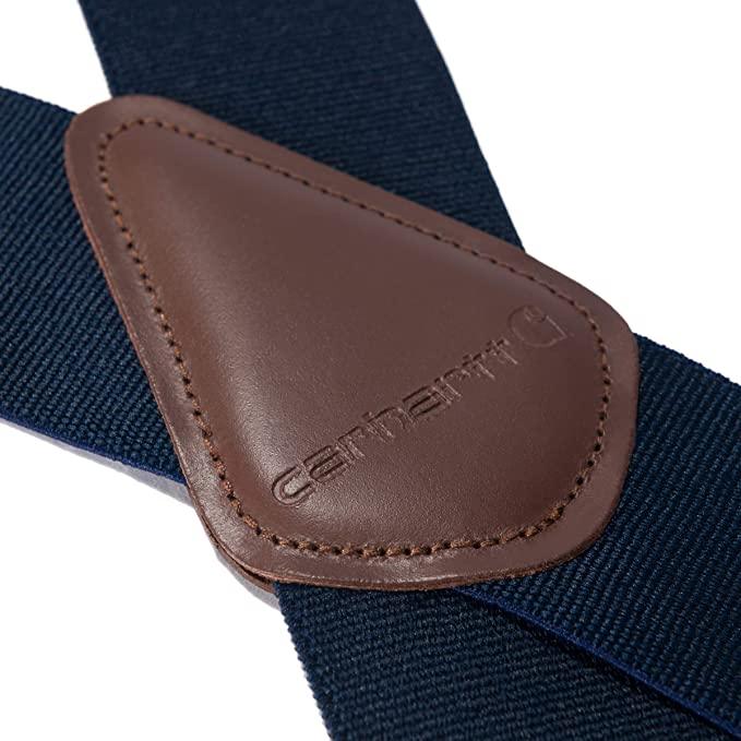 Carhartt navy Rugged Flex suspenders, alternate view of the adjustable elastic straps