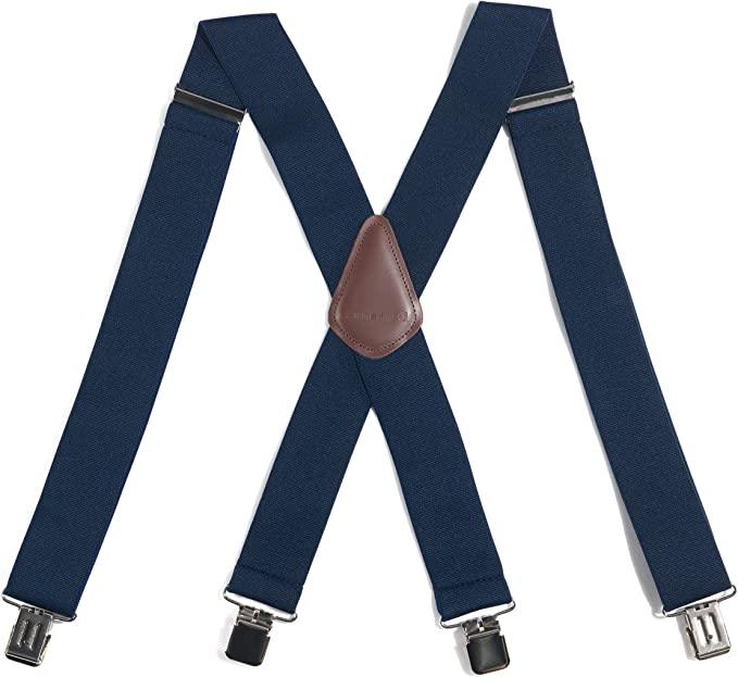 Carhartt navy Rugged Flex elastic suspenders, further product view of the straps
