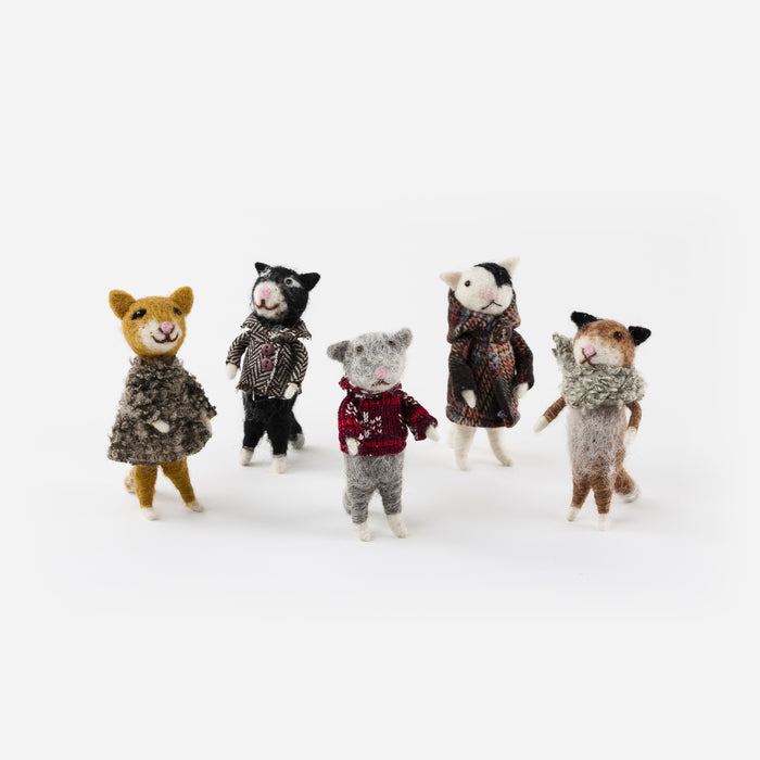 Cashmere Cat Ornament, Set of 5 Assorted