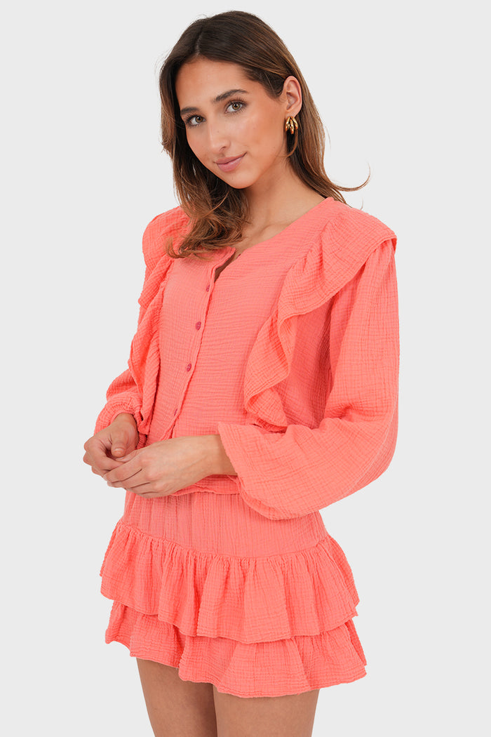 "Caya" blouse coral