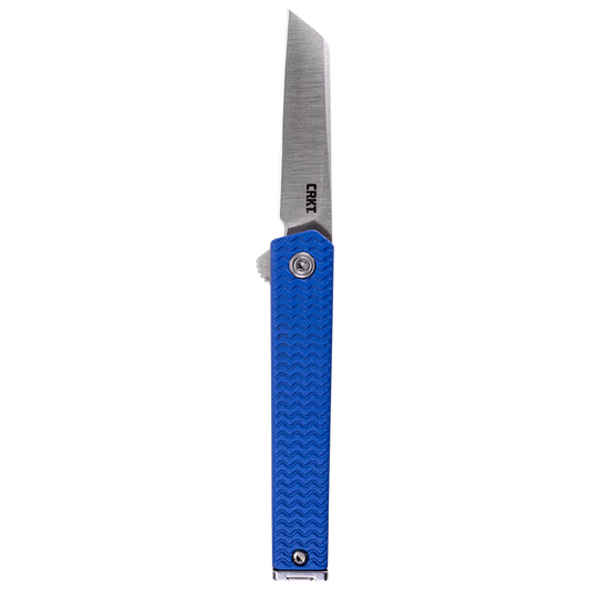 CRKT CEO Microflipper folding pocket knife in blue with sheepsfoot blade