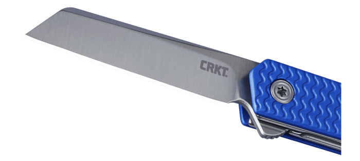 Blue CRKT CEO Microflipper slim EDC knife with pen style handle profile