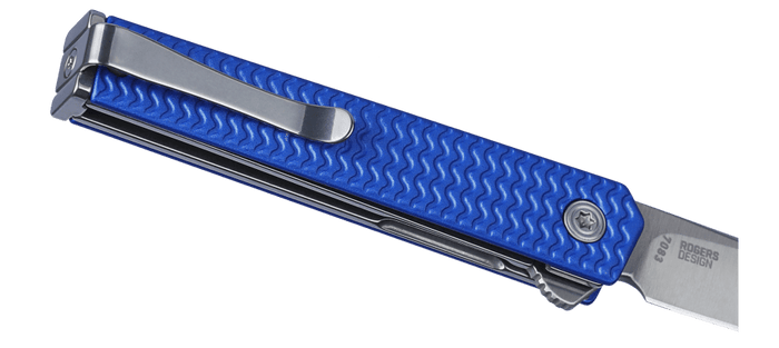 CRKT CEO Microflipper sheepsfoot blade folding knife in blue, additional product view