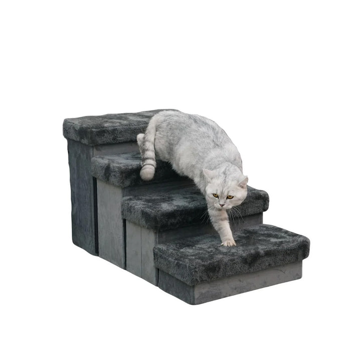 Cat using Charcoal 4 Level Pet Stairs
