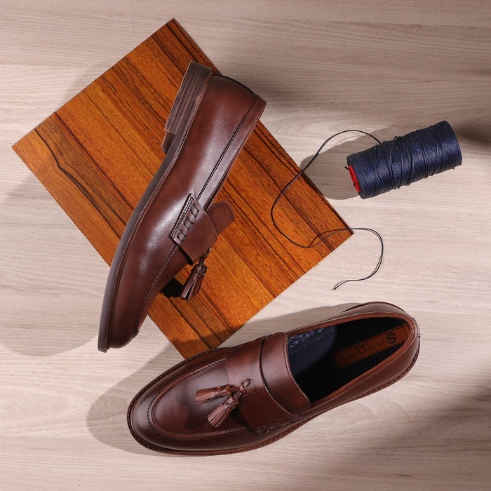 Charleston Leather Tassel Loafers - Brown