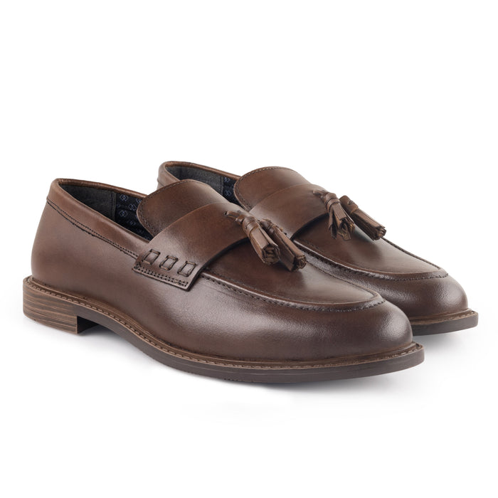 Charleston Leather Tassel Loafers - Brown