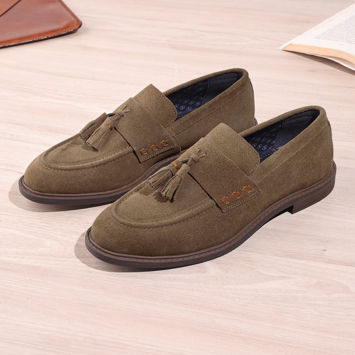 Charleston Suede Leather Tassel Loafers - Butter Brown