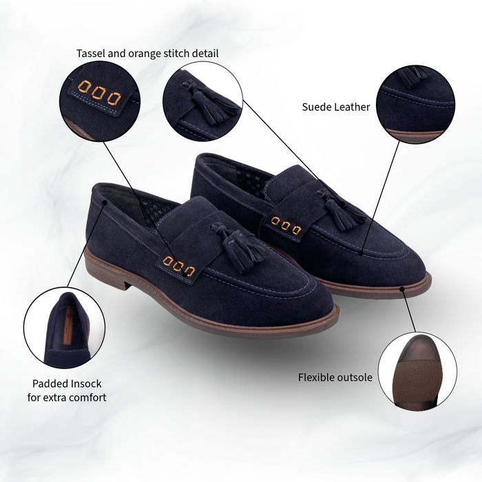 Charleston Navy Suede Tassel Loafer (1)