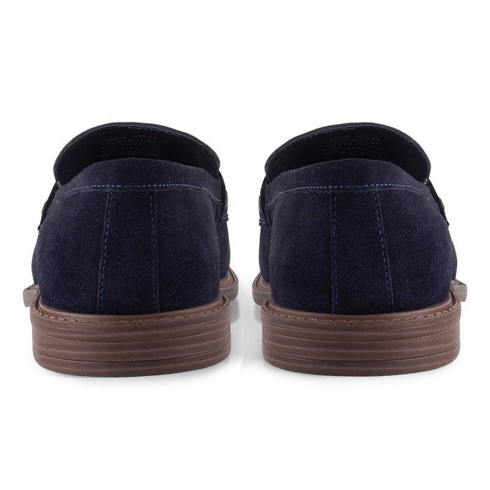 Charleston Suede Leather Tassel Loafers - Navy