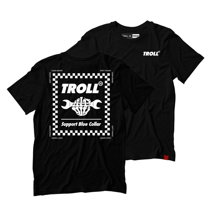Troll Co. Checked graphic tee in black