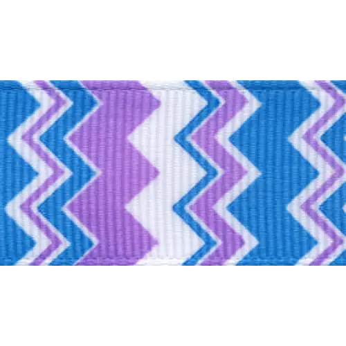 Chevron Grosgrain Ribbon - Tropical Blue/Purple / 7/8’’ x