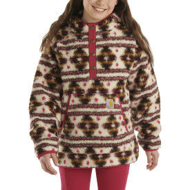 Carhartt child and youth long-sleeve fleece quarter-snap sweatshirt in malt