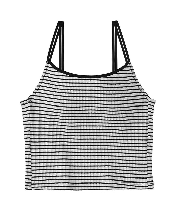 Chomori Border-Ribbed Front-Hook Wireless Maximum Boost Built-In Bra Camisole