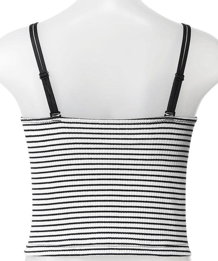 Chomori Border-Ribbed Front-Hook Wireless Maximum Boost Built-In Bra Camisole