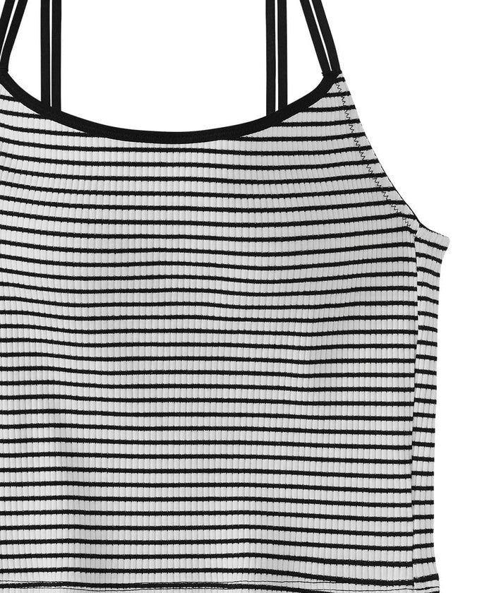 Chomori Border-Ribbed Front-Hook Wireless Maximum Boost Built-In Bra Camisole