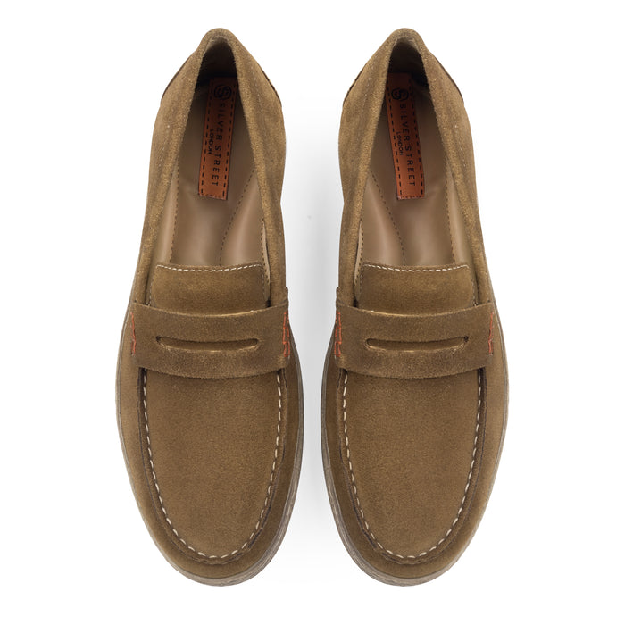 Clapham Suede Penny Loafers - Brown