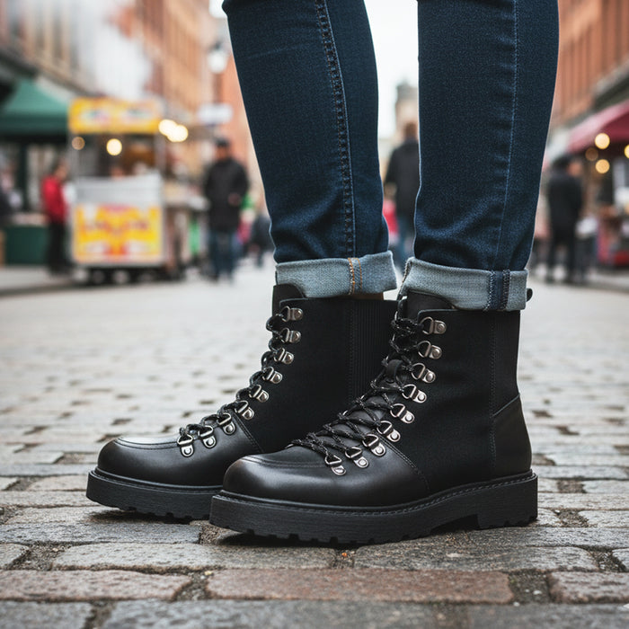 Claridge Leather Lace up Boots - Black