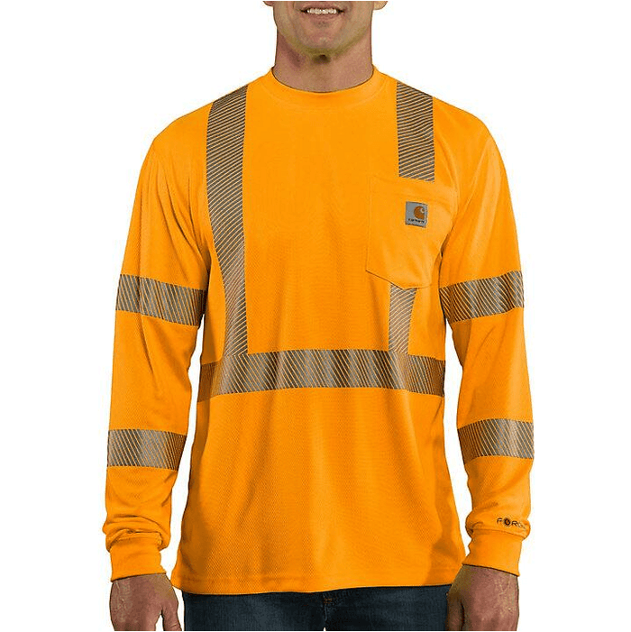 Carhartt Force ANSI Class 3 high visibility long sleeve work t-shirt in brite orange