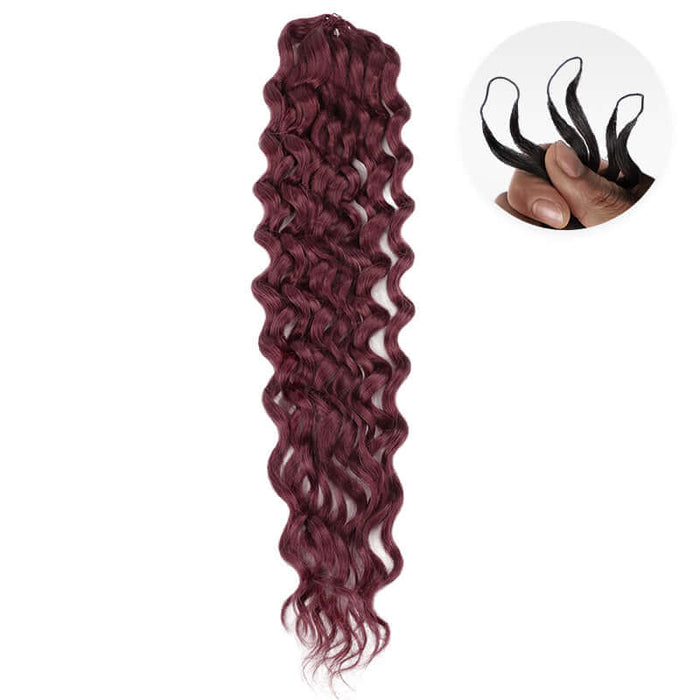 qvr 99j burgundy water wave crochet braiding hair human hair extensions