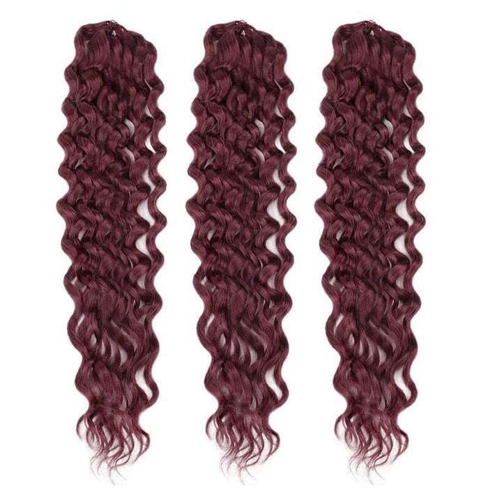 3 packs 99j burgundy water wave crochet braiding hair human hair extensions