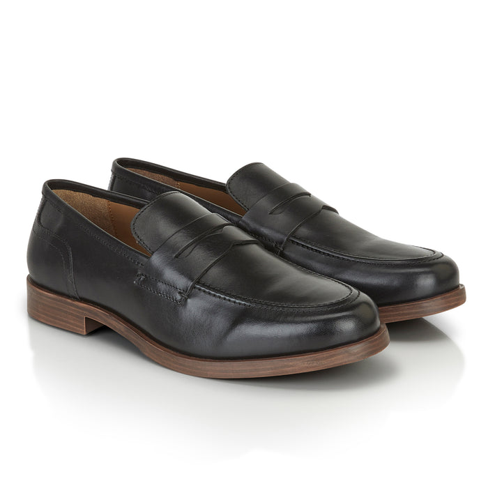 Clint Leather Penny Loafer - Black