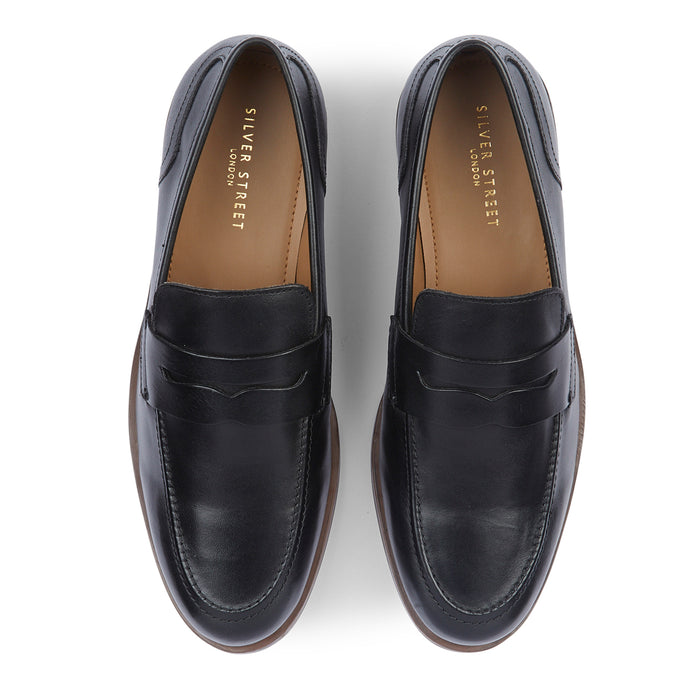 Clint Leather Penny Loafer - Black