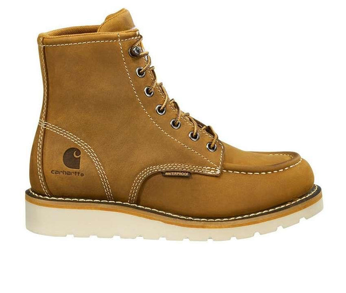 Carhartt women's wedge steel toe work boot in brown, ASTM safety toe