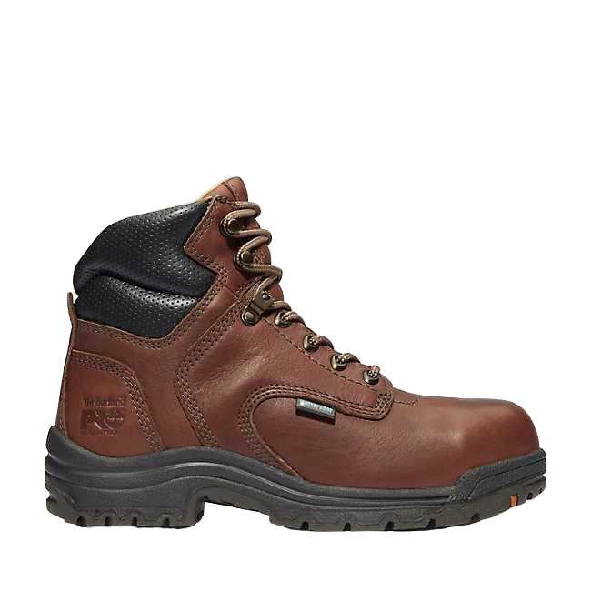 Timberland PRO women's TiTAN 6-inch alloy toe waterproof work boot in brown, EH rated