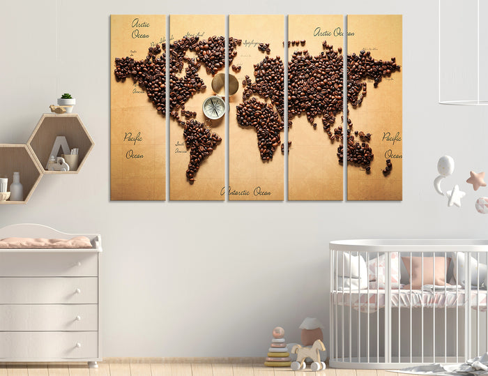Coffee Map Canvas Print #5017