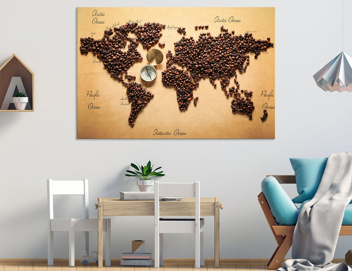 Coffee Map Canvas Print #5017