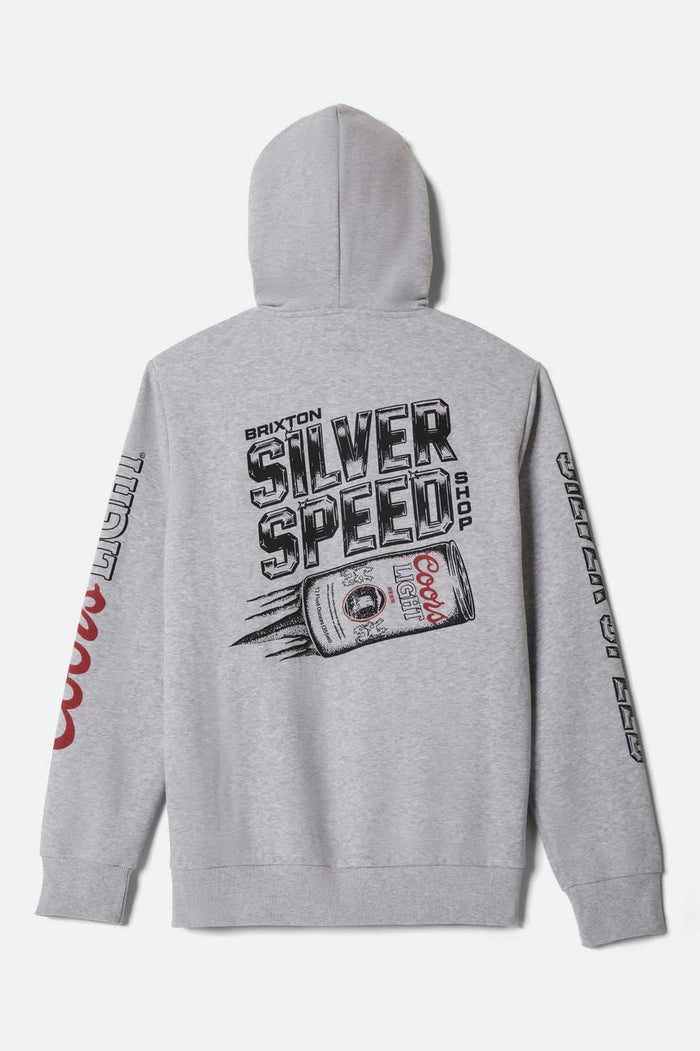 Brixton Coors Light Silver Speed hooded sweatshirt in heather grey, alternate product view