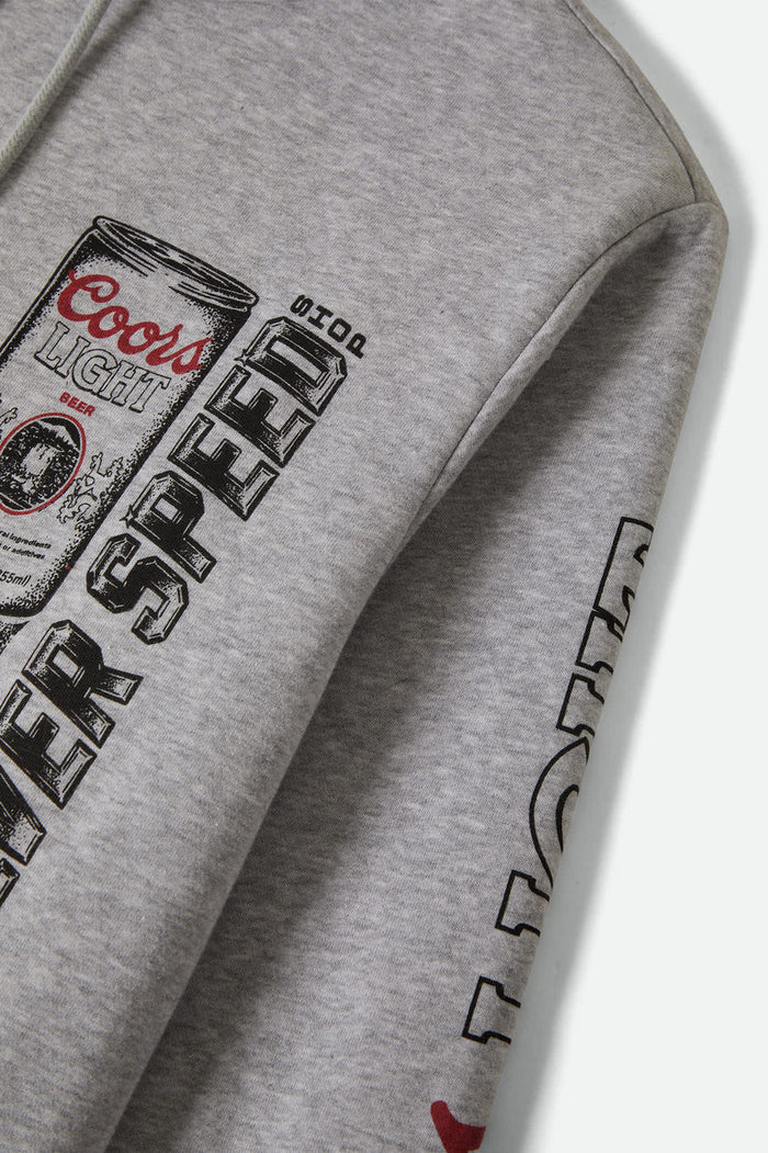 Brixton Coors Light Silver Speed hooded sweatshirt in heather grey, additional product view