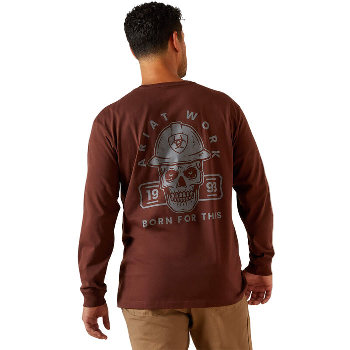 Ariat Work Cotton Strong Hardhead long sleeve t-shirt in bitter chocolate, front view