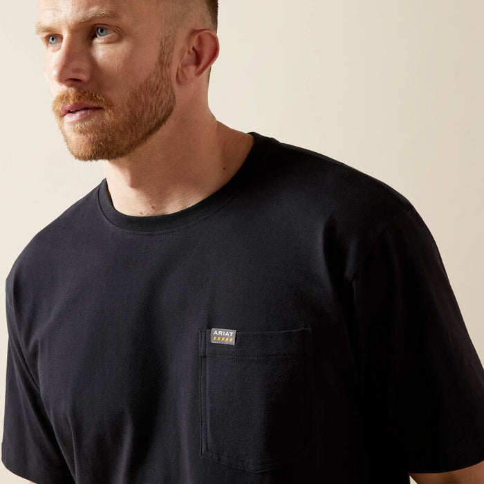 Ariat Work Cotton Strong pocket t-shirt in black, detail view