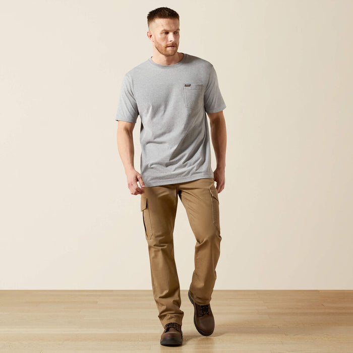 Full-length view of the Ariat Work Cotton Strong pocket t-shirt in heather grey