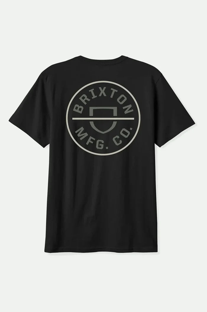 Brixton Crest II short-sleeve standard fit t-shirt in black, dark sage and warm grey