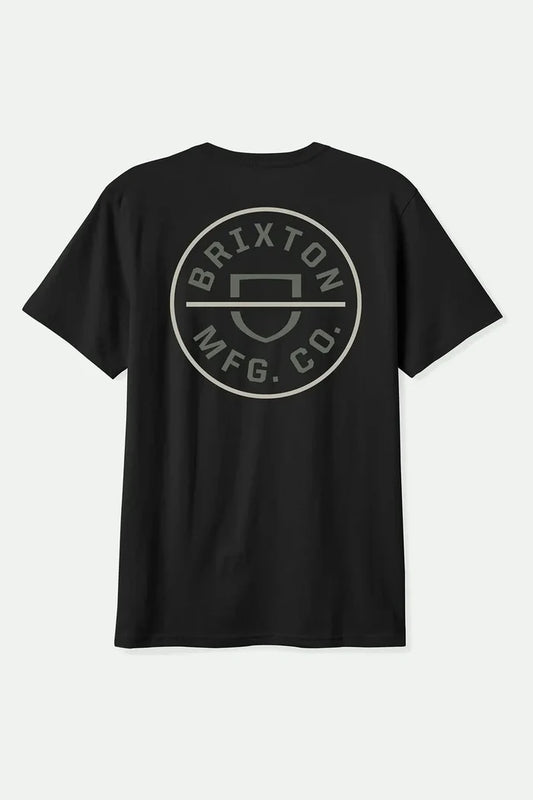 Brixton Crest II short-sleeve standard fit t-shirt in black, dark sage and warm grey
