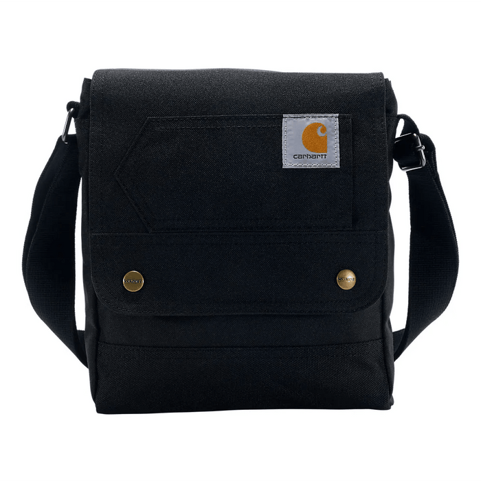 Carhartt crossbody snap bag in black with adjustable shoulder strap