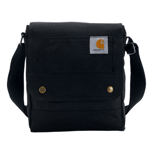 Carhartt crossbody snap bag in black with adjustable shoulder strap