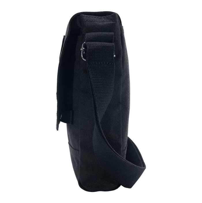 Carhartt black crossbody snap bag, alternate view of the snap flap closure