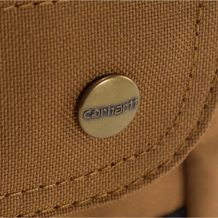Carhartt brown crossbody snap bag, further view of the duck canvas shell