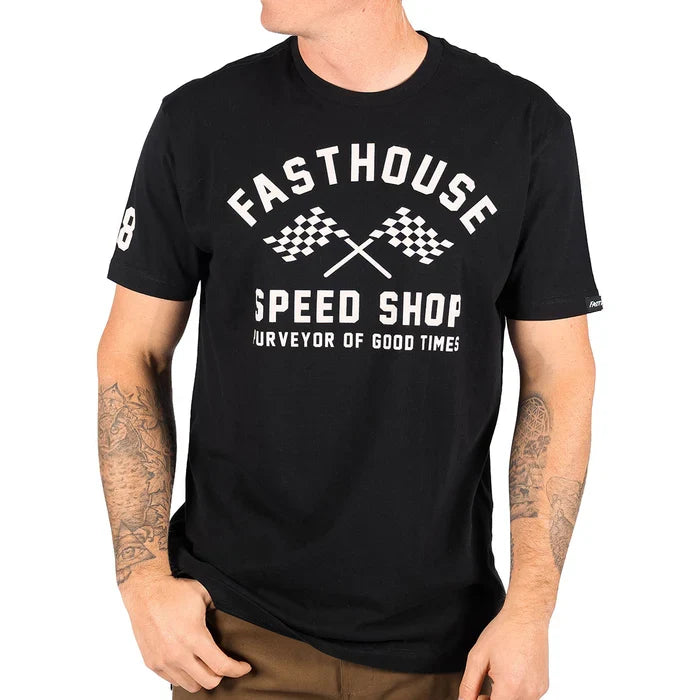 Fasthouse Crossroad short-sleeve graphic t-shirt in black, available in big and tall sizes