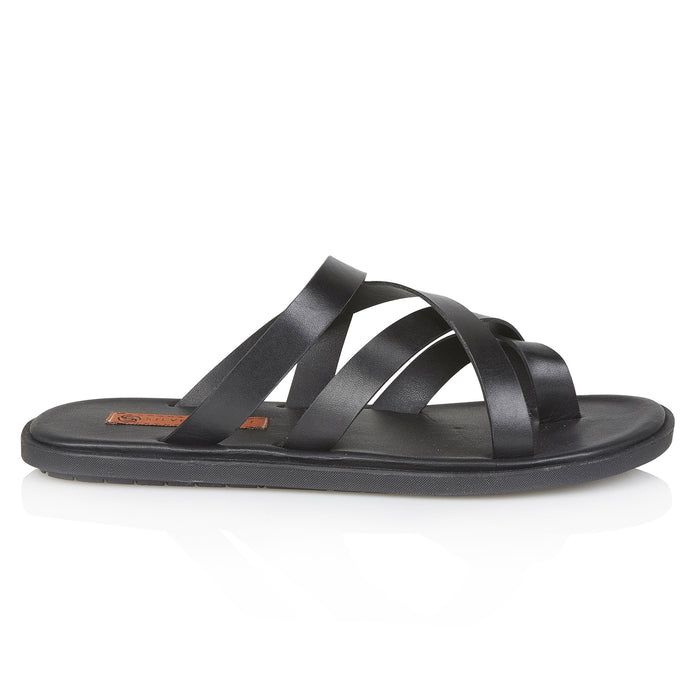 Crouchend Leather Sliders - Black