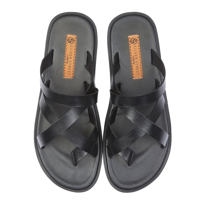 Crouchend Leather Sliders - Black