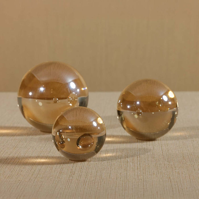 Crystal Glass Ball - Amber - Decorative Accessories by Carlyle Avenue