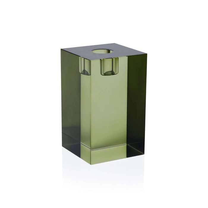 Crystal Glass Taper Holder - Green - Candle Holders by Carlyle Avenue